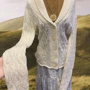 Y2K Cottagecore Fairy Wool Mohair Bohemian Knitted Feminine Cardigan